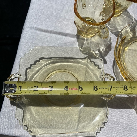 Lot of 4 Vintage Light Yellow Depression Glass Serving Dishes - Picture 9 of 12